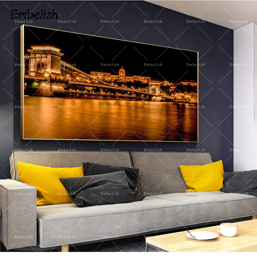 

1 Pieces City Night Landscape Modern Home Decor Pictures For Living Room Wall Art Posters HD Print Canvas Paintings