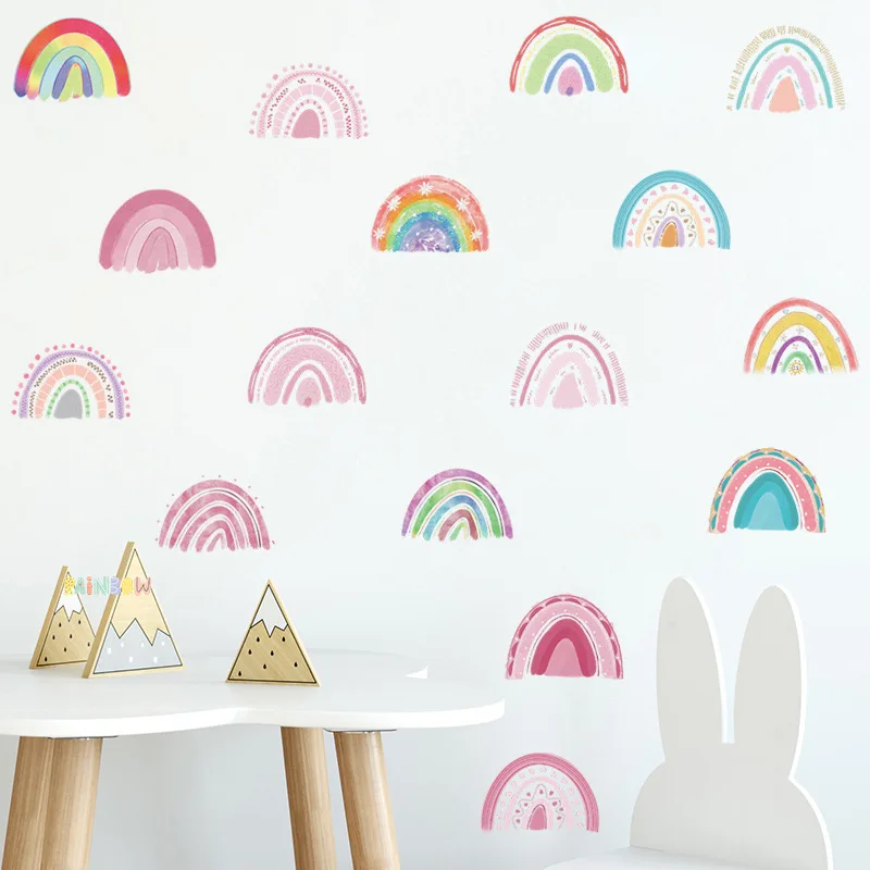 Разноцветные радужные наклейки на стену для детской комнаты спальни гостиной