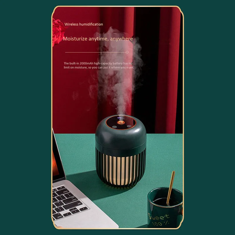 

600Ml Portable Humidifier Cool Mist Humidifier, Wireless Air Humidifier, with Night Light and Built-in Battery