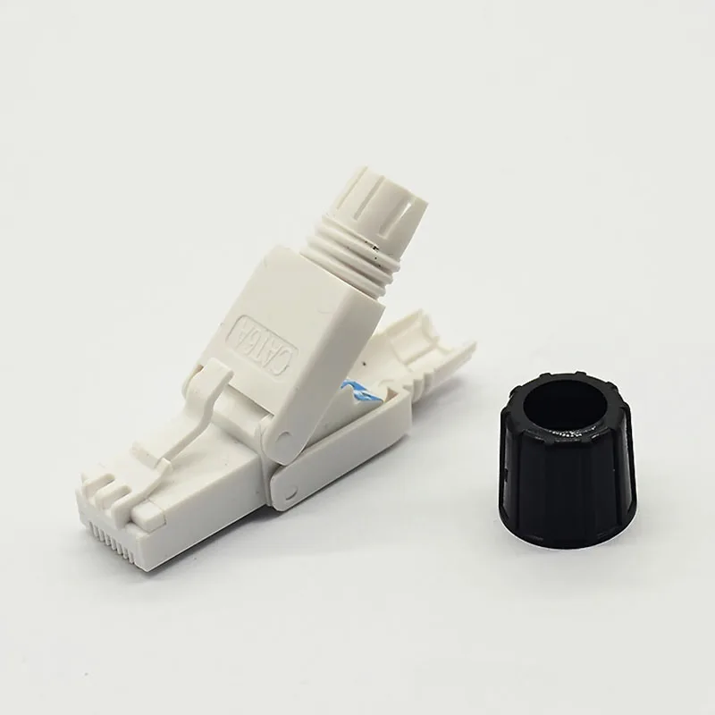 

RJ45 Cat6A Connectors Tool-Free Reusable Ethernet Termination Plugs For 23AWG SFTP UTP Cable, Easy Internet Plug