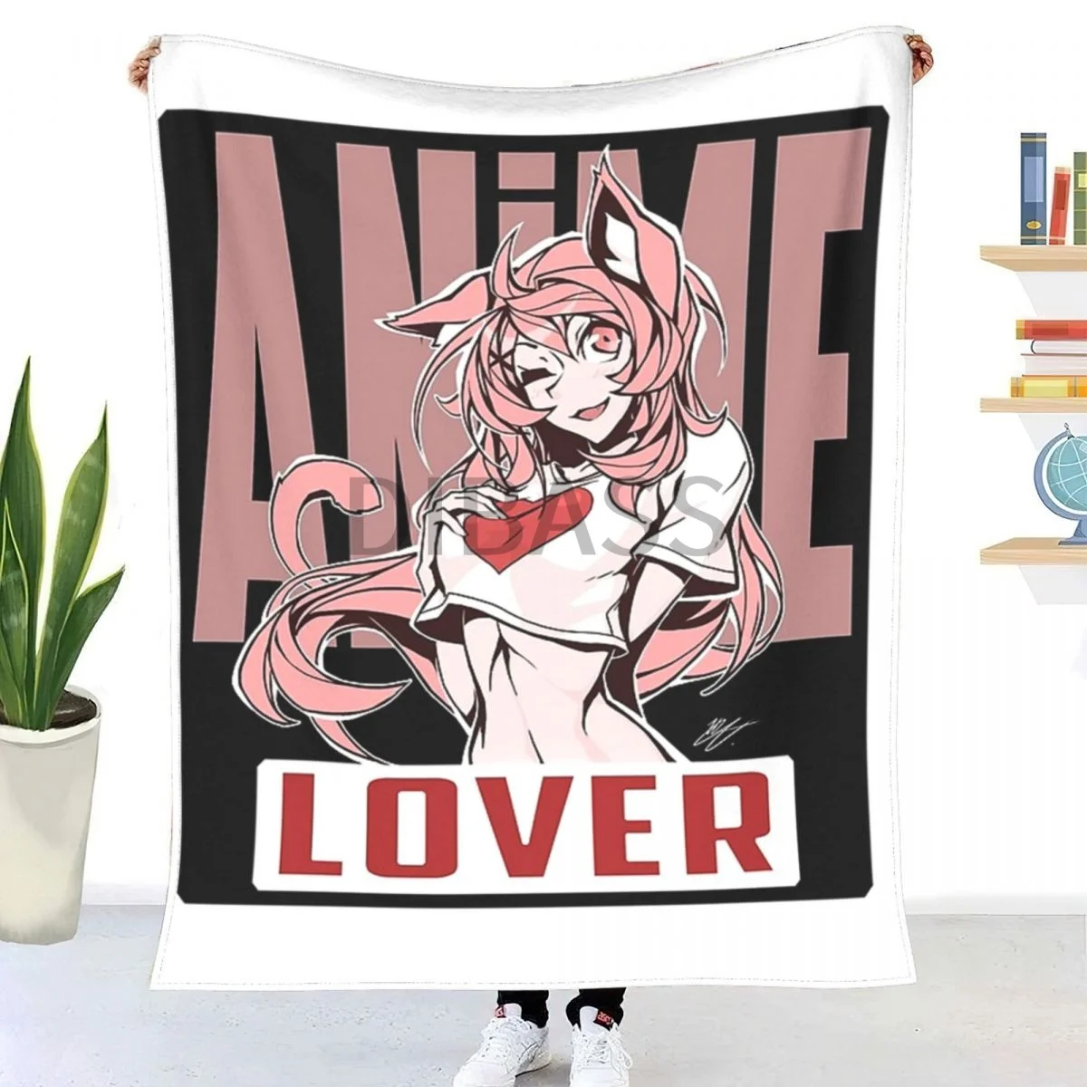 

3-х слойное одеяло из фланели с 3D принтом аниме Neko Who Loves