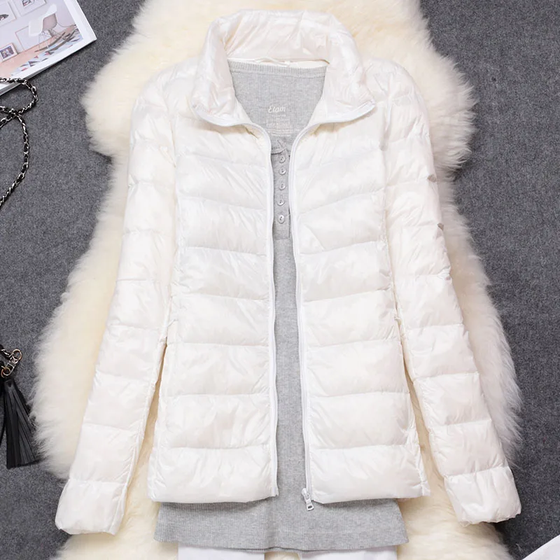 Женская зимняя куртка новинка 2021 ультралегкие парки на утином пуху приталенная