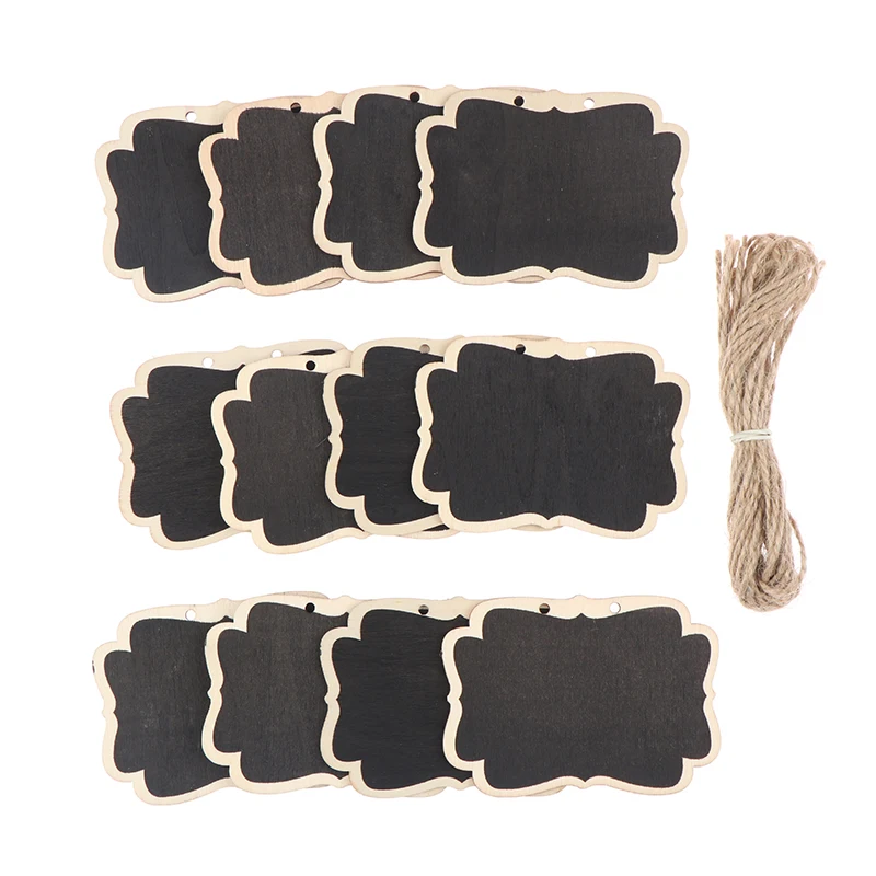 

Hot sale 12Pcs Hanging Rope Wooden Blackboard Chalkboard Wordpad Message Black Board Office School Supplies