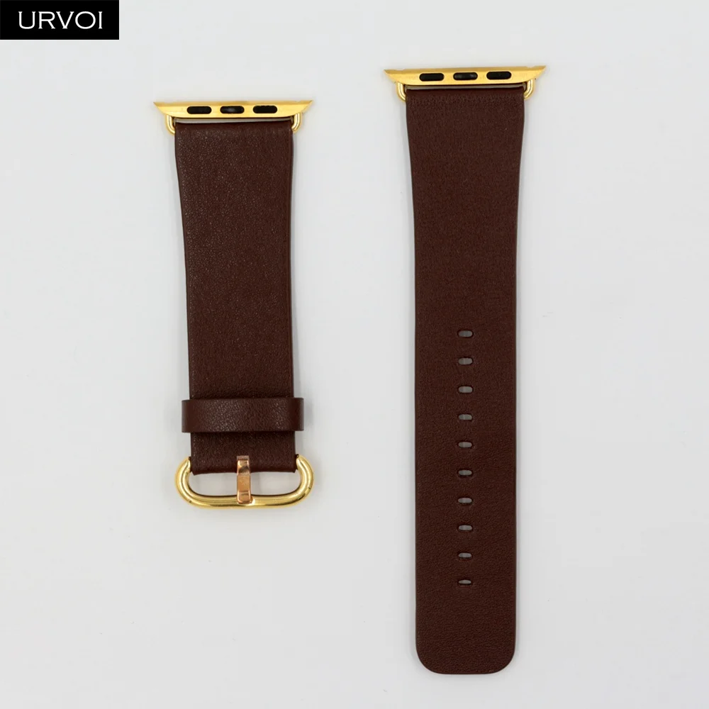 URVOI кожаный ремешок для apple watch 4 5 3 2 1 ремешок для iwatch 40 мм 44 мм Свифт кожа классическая Пряжка современный дизайн - Цвет ремешка: Brown