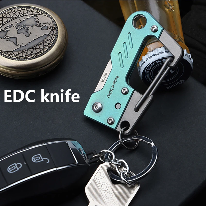 

Remove express key chain Folding knife titanium alloy buckle self-defense tool Mini fruit knife EDC Fidgets toys T4 titanium
