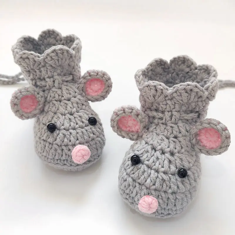 3 шт./компл. Вязаная Детская шерстяная шапка ручной работы мышь обувь и шапки