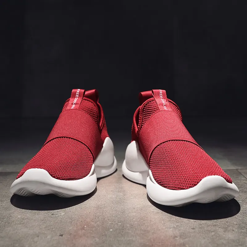 

Мужские кроссовки без шнуровки, черные легкие кроссовки на платформе, Мягкая сетчатая спортивная обувь для бега, новинка 2021