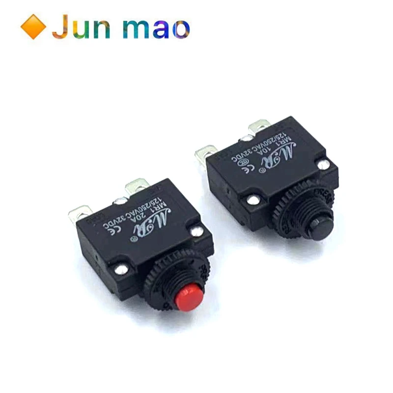 Reset Fuse Circuit Breaker MR1 2A 3A 4A 5A 6A 7A 8A 10A 15A 20A Thermal Switch Overload Protector Push Button Black WP-01