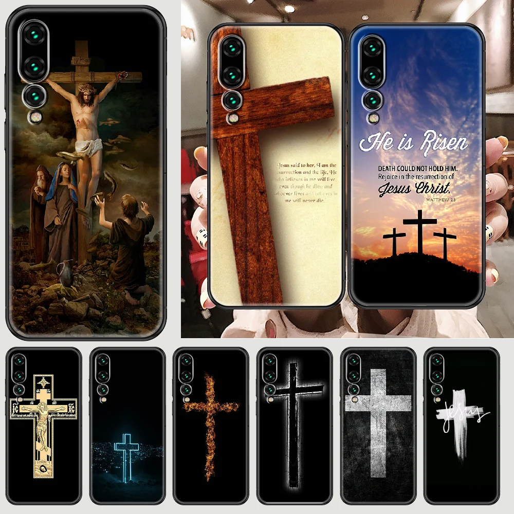 Чехол для телефона с христианским крестом Huawei P Mate P10 P20 P30 P40 10 20 Smart Z Pro Lite 2019 черный