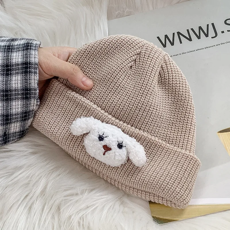 

Winter Hat For kids Cute Rabbit Cashmere Knitted Beanies Animal Thick Warm New Vogue girl boy Wool Angora Hat Female Beanie Hats