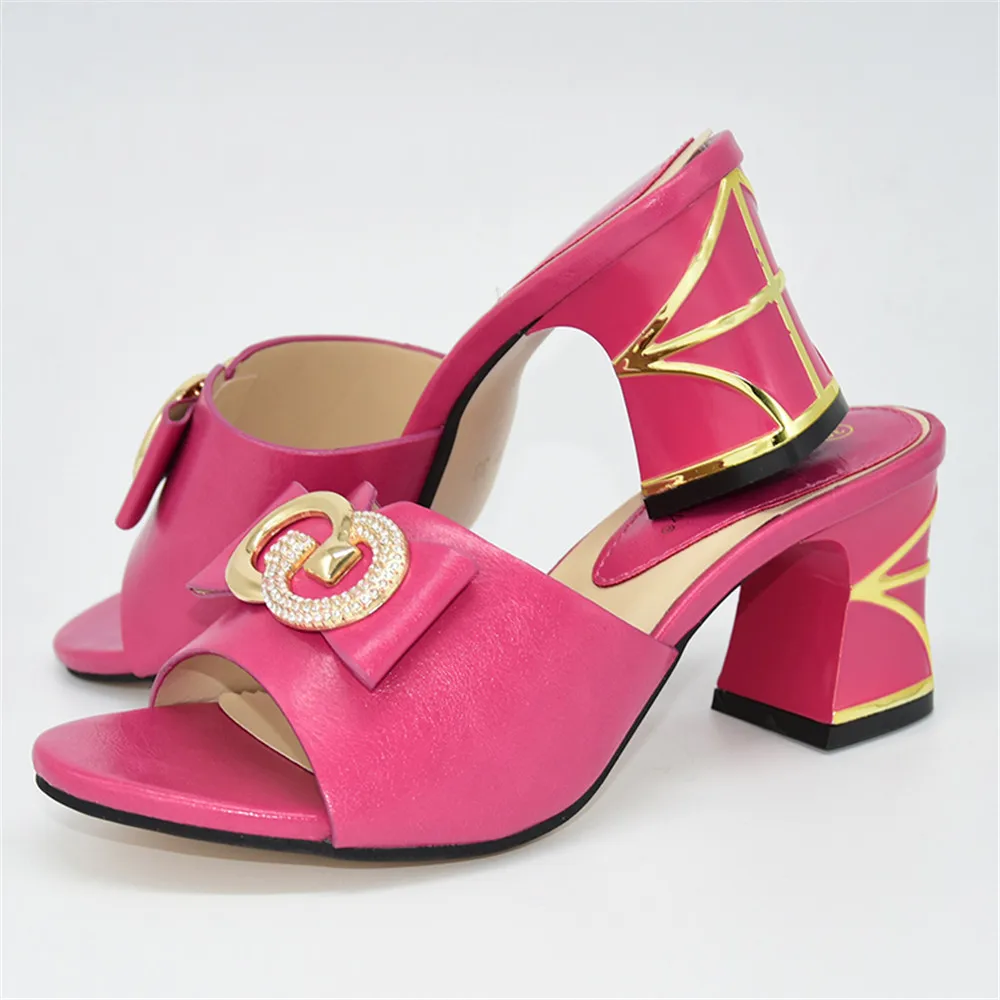 

2021 Flexible Elegant Slippers Decorated African Arrival Italian Shoes For High Heels Sexy Ladies Women Wedding With Metal Pumps