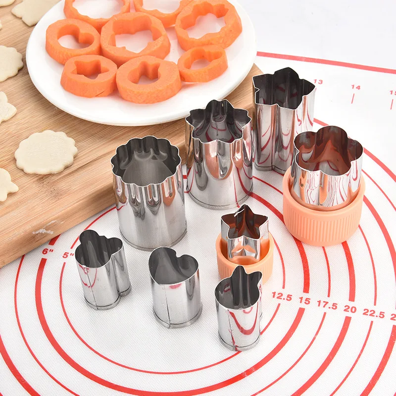 

8/3Pcs//Set Fruit Vegetable Shape Kitchen Tool 4Colors Multi Purpose DIY Cooking Cutter Mold Food Plunger Mould Stainless Steel