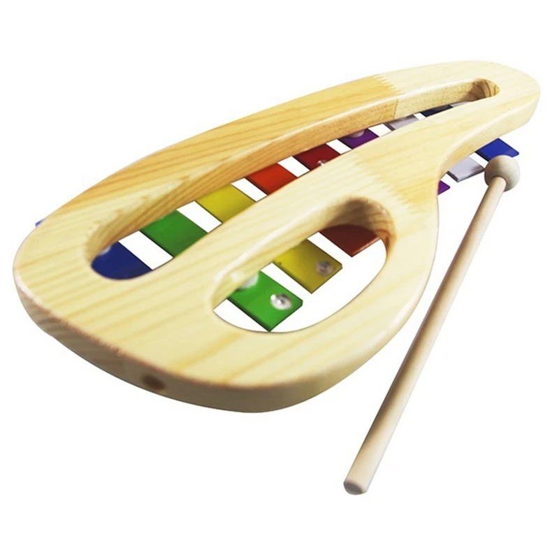 Ручная ударная ксилофон Glockenspiel с молотками 8 тонов цветной металлический бар