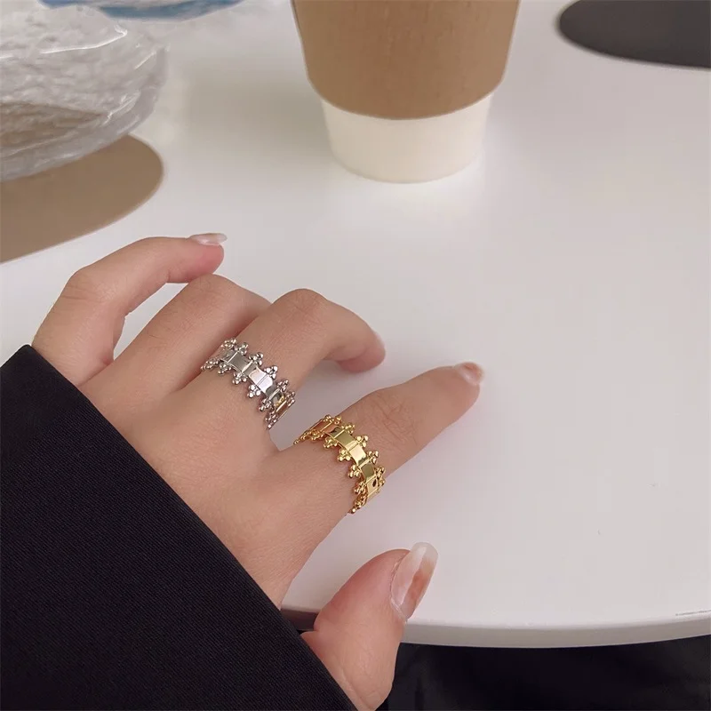 Zircon Gold Opening Rings for Women Geometric Irregular Couple Wedding Engagement Ring Fashion Jewelry Valentine's Day Gifts | Украшения
