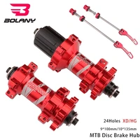 bolany mountain bike hubs disc brake 24hole front rear bearing hubs mtb bicycle quick release for shimano hgxd cassette parts