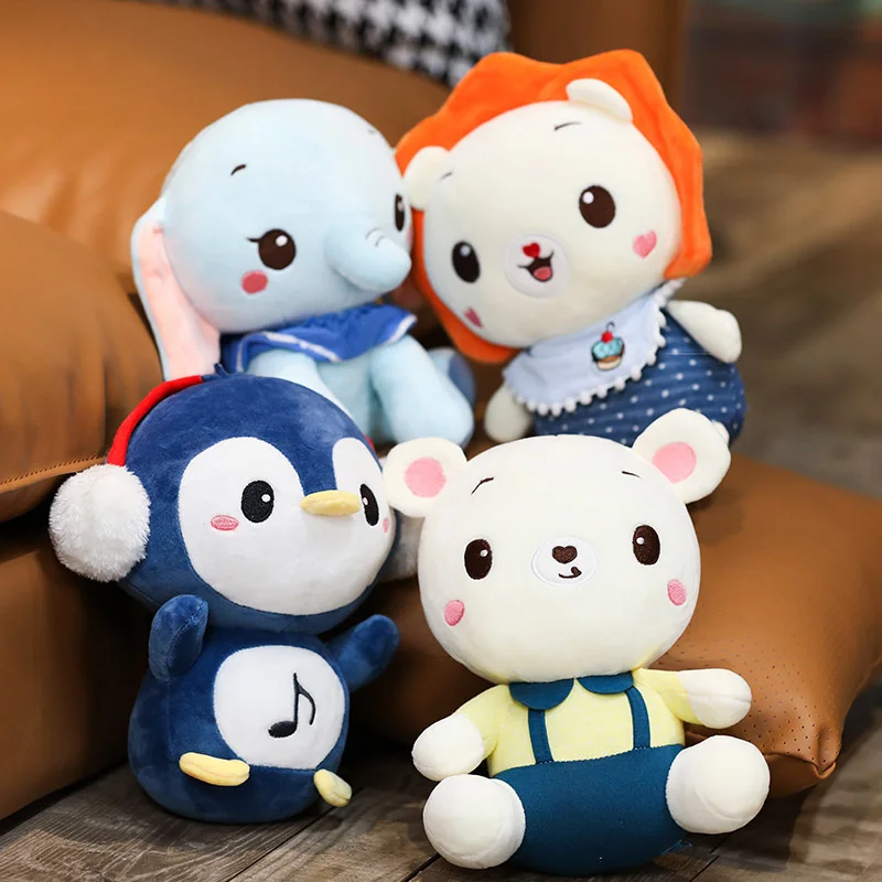 Супер милые 23 см Розовые Уши Слон Наушники Пингвины Лев белый медведь плюшевые