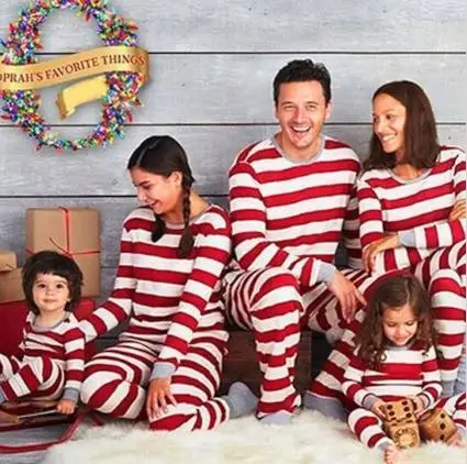 Conjunto de pijamas a juego para madre e hijo, ropa de dormir a rayas para madre y papá, peleles de Navidad, ropa de dormir para niños