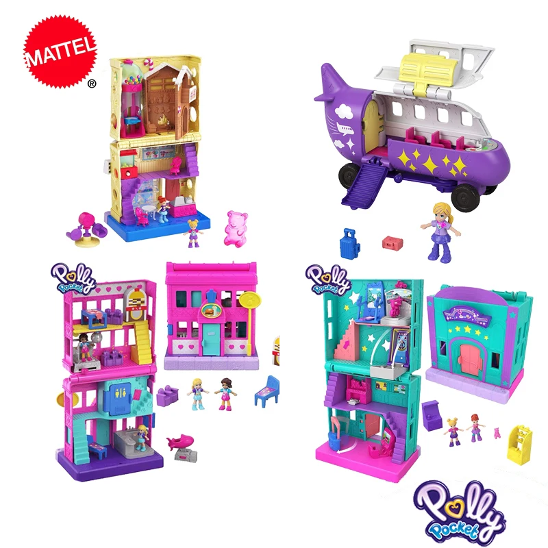 MATTEL Polly Pocket Mini Pollyville Sweet Candy Street View Store Mall Playground Princess World Treasure Box игрушка для девочек