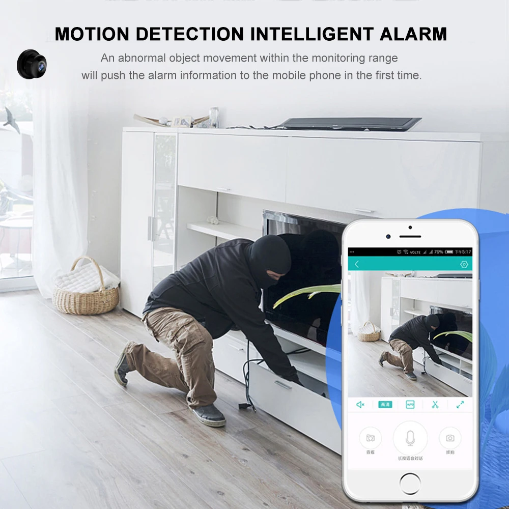 Мини-камера видеонаблюдения HD 1080P беспроводная инфракрасная камера ночного