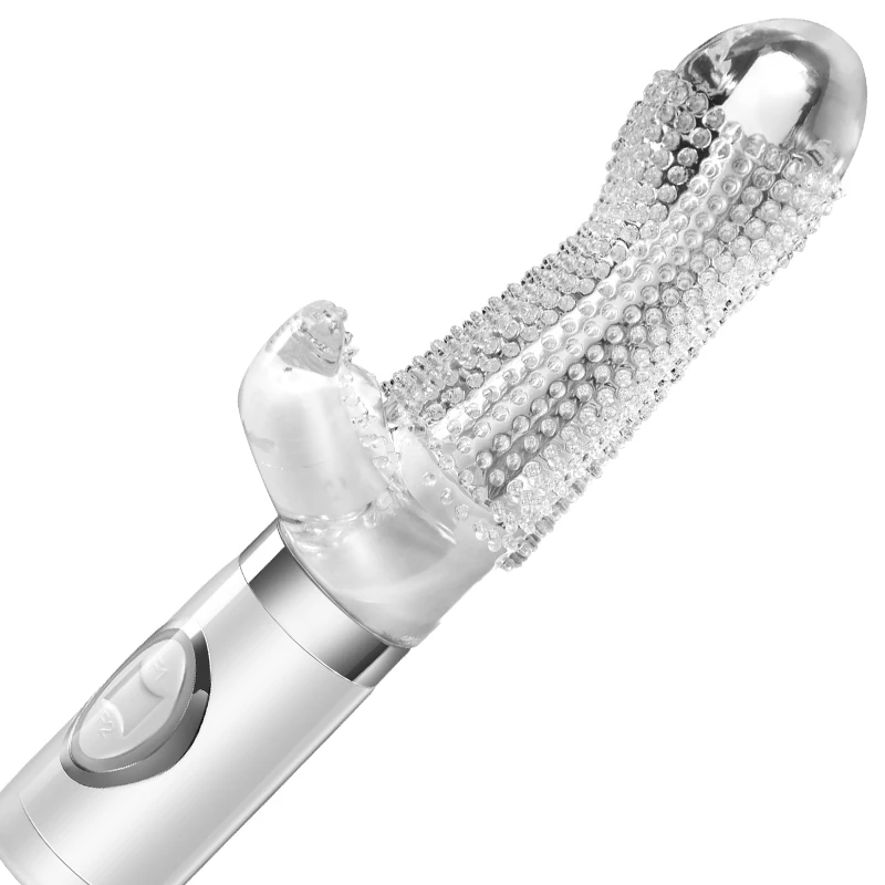 Прозрачный кролик Вращающийся вибратор Телескопический Желе Зерна G точка