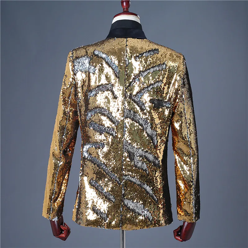 Разноцветный Мужской Блейзер золотой и серебряный блейзер с пайетками куртка