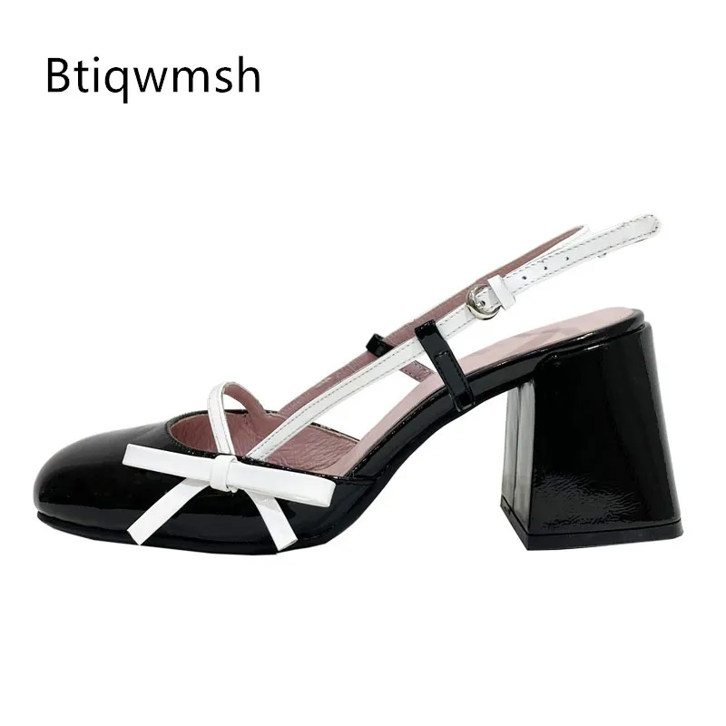 

Сандалии-гладиаторы женские с бантом-бабочкой, натуральная кожа, квадратный носок, ремешок на пятке, высокий квадратный каблук, элегантная ...