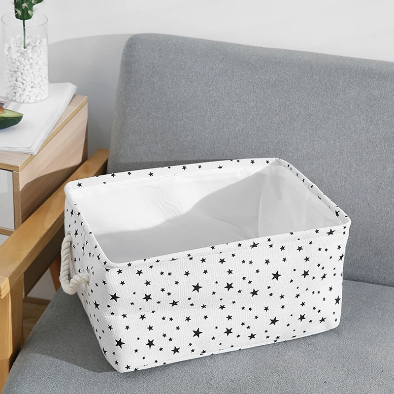 

Fabric Foldable Laundry Basket Cotton Rope Handle Storage Basket for Baby Clothes Children's Toys Storage Box Laundry Hamper