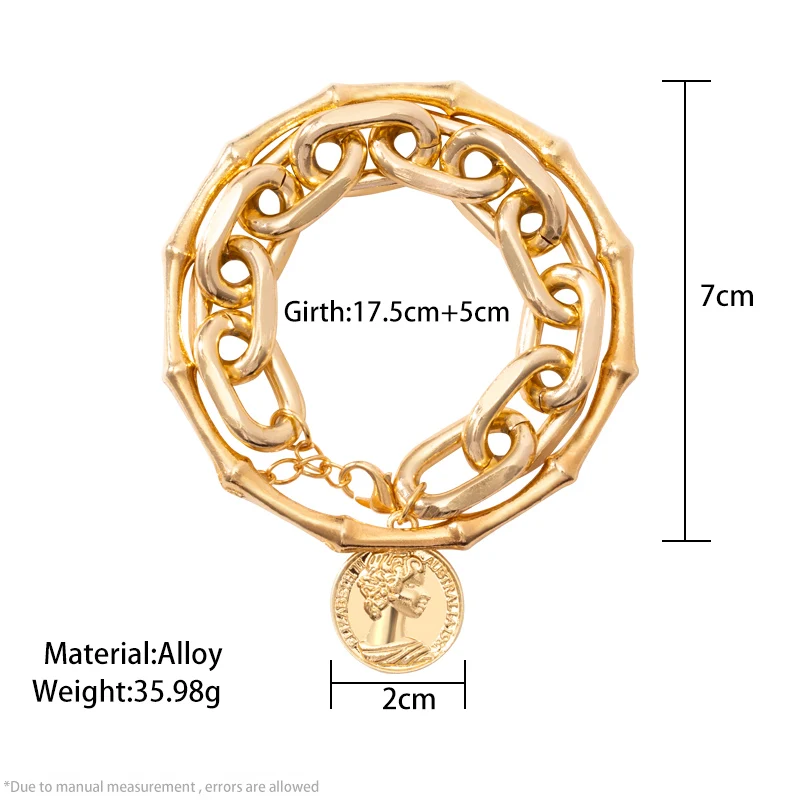 

Punk Curb Cuban Chains Bracelets Set for Women Miami Boho Thick Gold Color Charm Bracelets Bangles Fashion Jewelry 2021 Trend