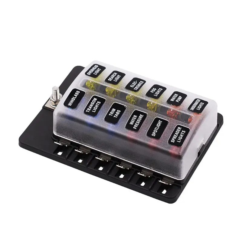

1 in 12 out Blade fuse box with LED indicator light PC terminal block For Car Boat