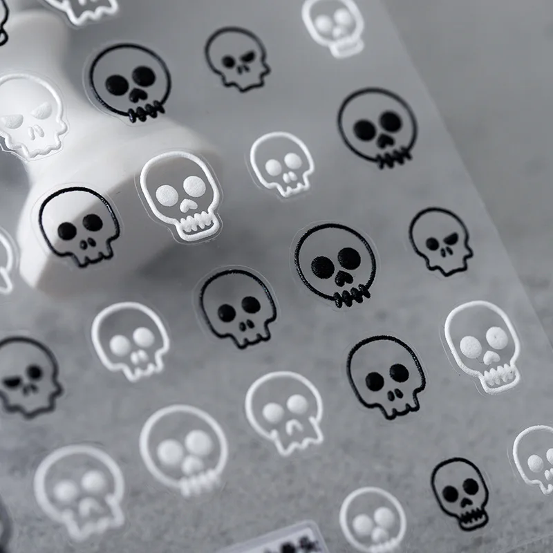 

Hot Sale 3D Nail Sticker Skeleton Halloween Stickers for Nails Grimace Image Design Nails Accessories Manicure DIY Stickers