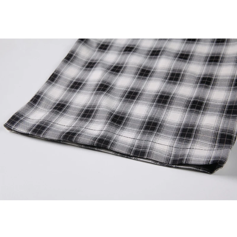 

Women Plaid Harajuku Pants Wide Leg Street Loose High Waist Button Stylish Ulzzang Trousers Ladies Ins Chic Pocket Tide Pants
