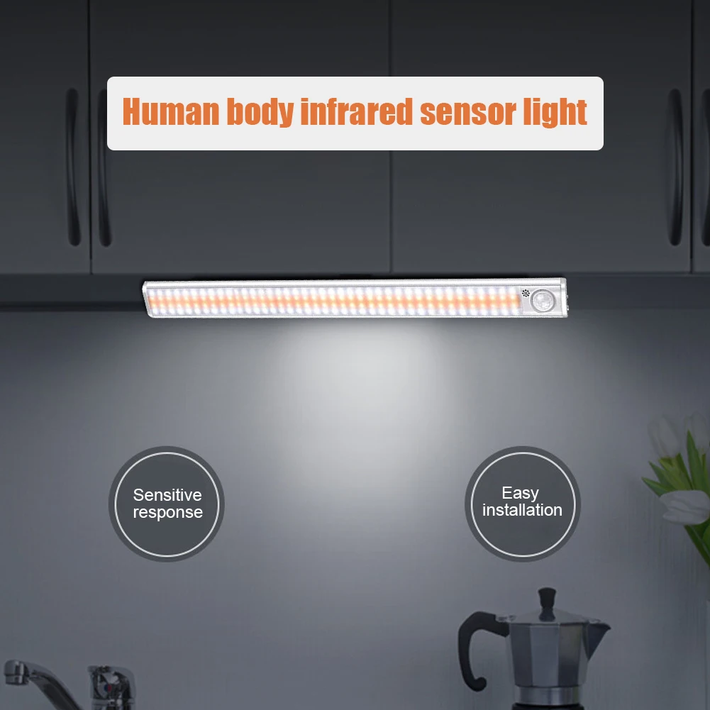 

LED Cabinet Night Light Motion Sensor Under Wardrobe Closet Wireless USB Rechargeable Light For Stairs Kitchen Night Lights