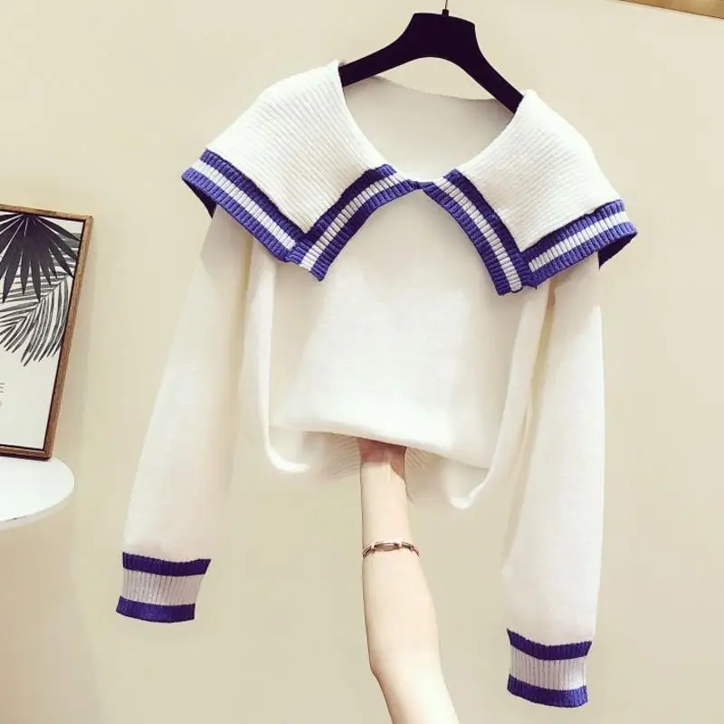 

Women's Sweaters Oversize Kawaii Loose College Style Lapel Pullover Sweater Female Fashion for Women 2021 Autumn Winter Y72