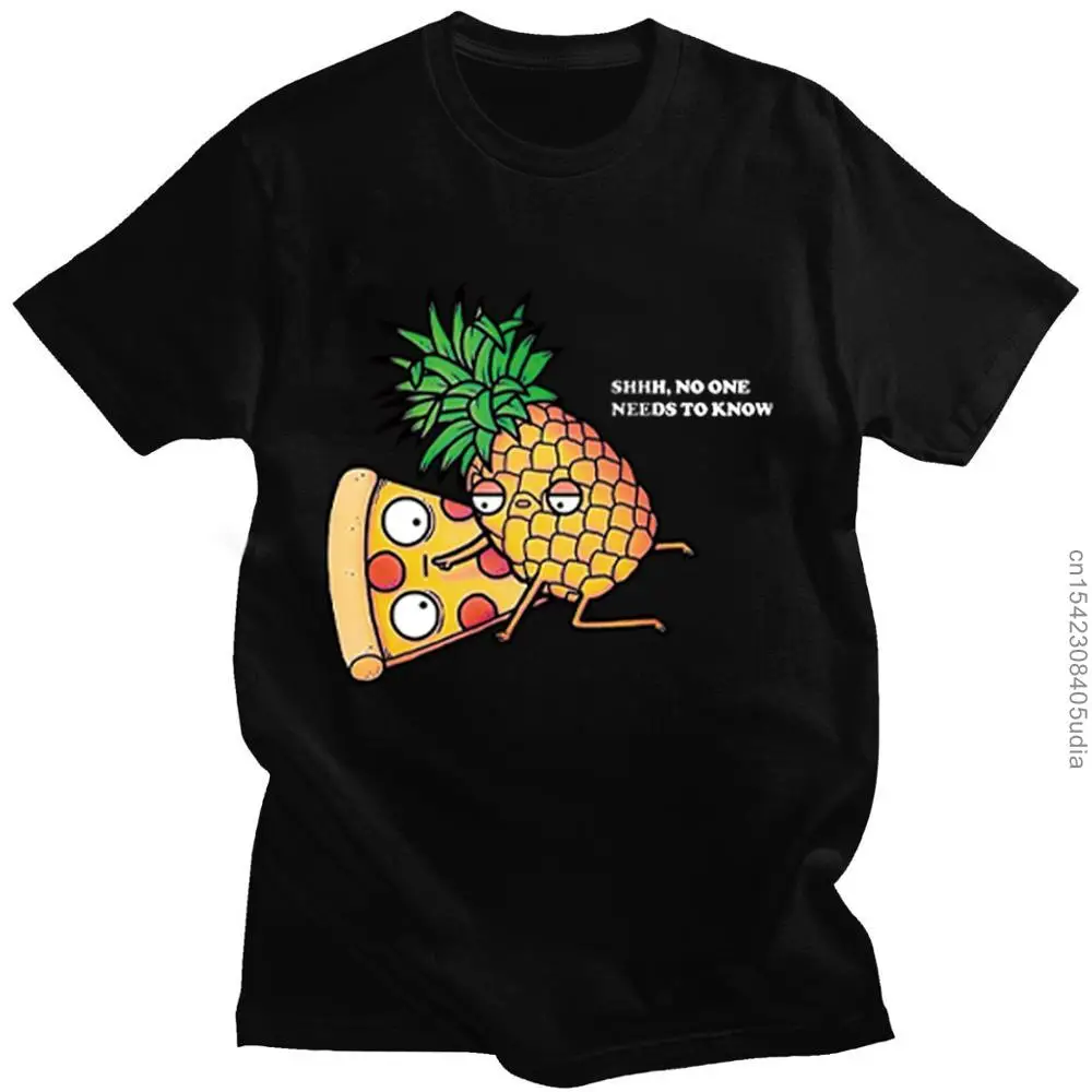 Men Pineapple Pizza Fruit Printed Funny Aesthetic Shirt Leisure Short Sleeve O-Neck T Shirt Streetwear Graphic Tees
