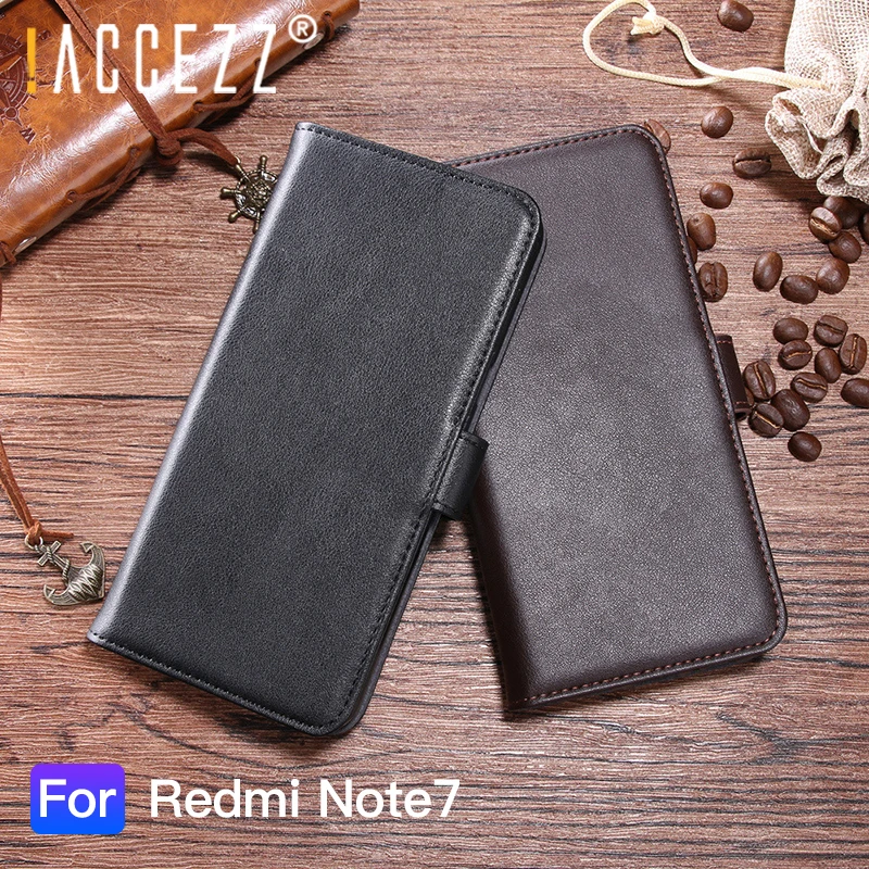 

!ACCEZZ Luxury Leather Flip Wallet Case For Xiaomi Redmi Note 7 Back Cover Phone Case With Card Holder Cover Stand Phone Cases