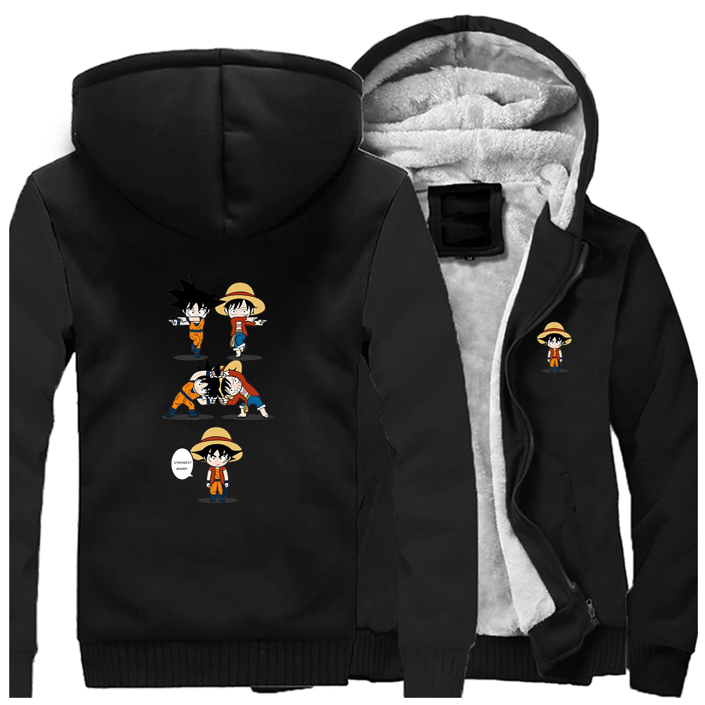 One Piece Luffy Winter Jacket Men Fleece Thick Dragon Ball Warm Mens Jackets And Coats Hoodie Sweatshirt Coat Sportswear | Мужская