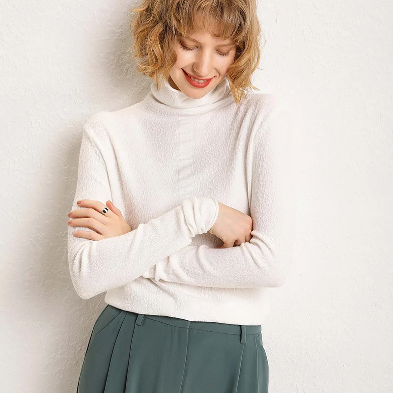 Женский свитер с воротником-хомутом вязаный джемпер коротким рукавом свободный