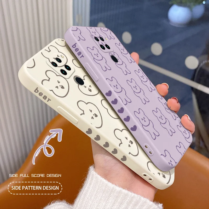 

Clever Bear Phone Case For Xiaomi Redmi Note 10 10S 9T 9 8 7 Pro MAX Redmi 9 9A K40 K40pro K30 K20 Liquid Silicone Cover
