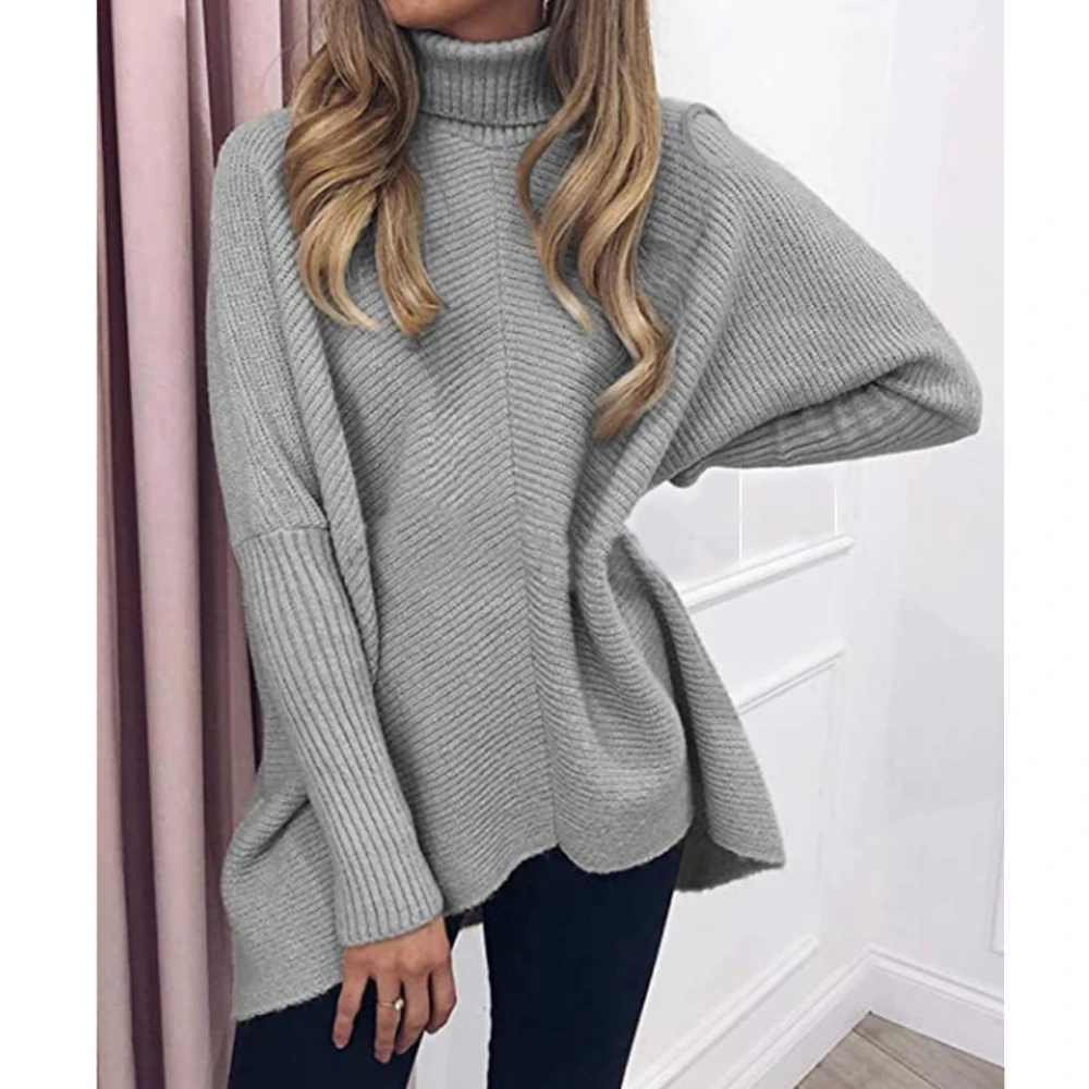 

2021 autumn/winter new ladies sweater urban trend mid-length loose bat sleeve pullover women's top knit sweater large size