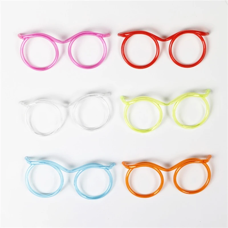 Забавные мягкие пластиковые соломенные очки гибкие питьевые соломинки