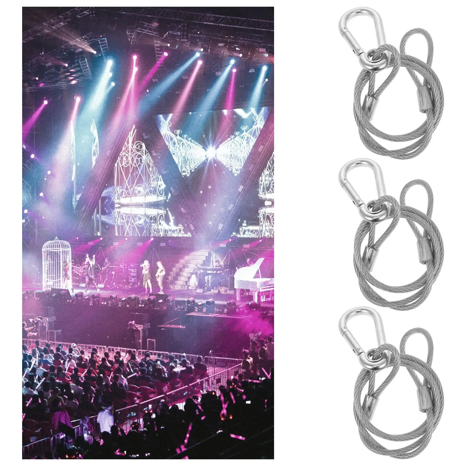 

10pcs Practical Stage Lights Safety Cable Durable Stainless Steel Safety Rope