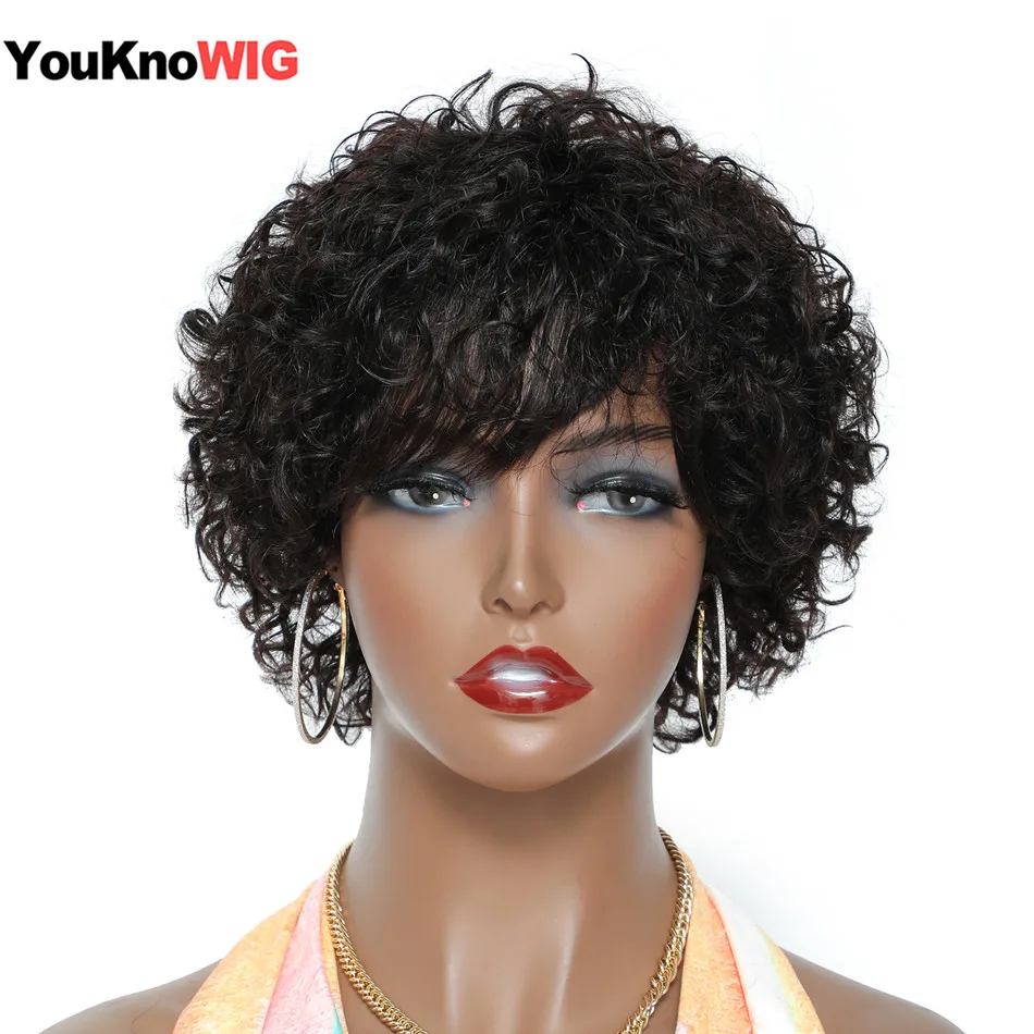 

Короткие вьющиеся парики для черных женщин, недорогие передние парики без шнуровки для черных женщин, бразильские волосы без повреждений с ...