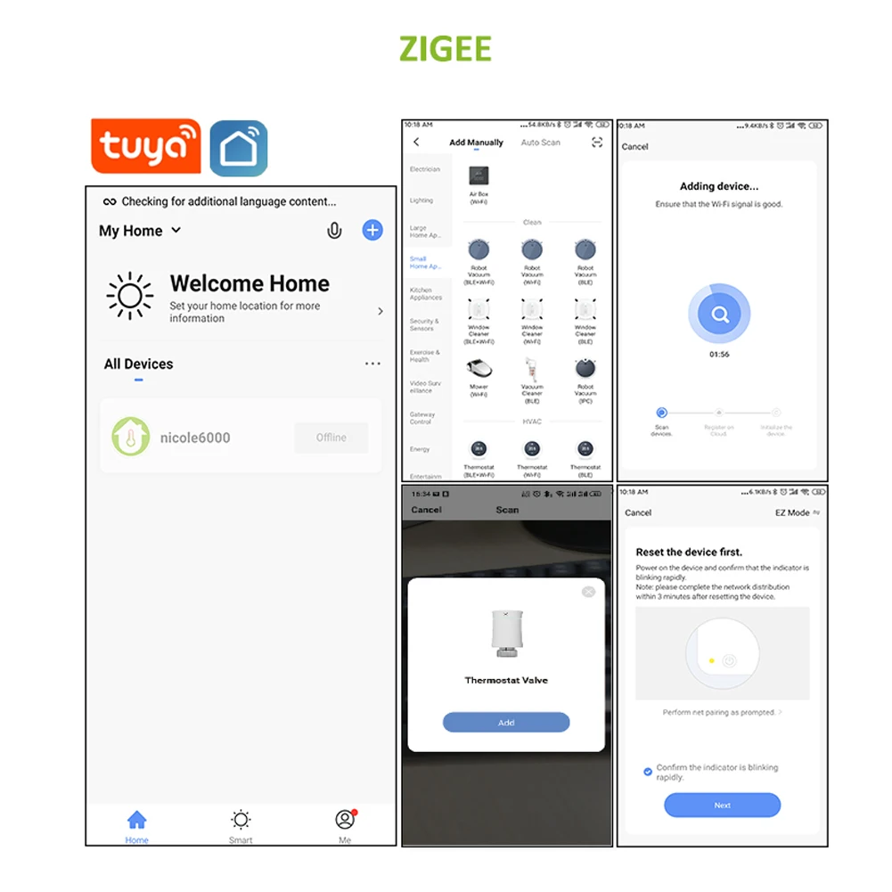 Новый привод радиатора ZigBee Smart программируемый термостатический клапан