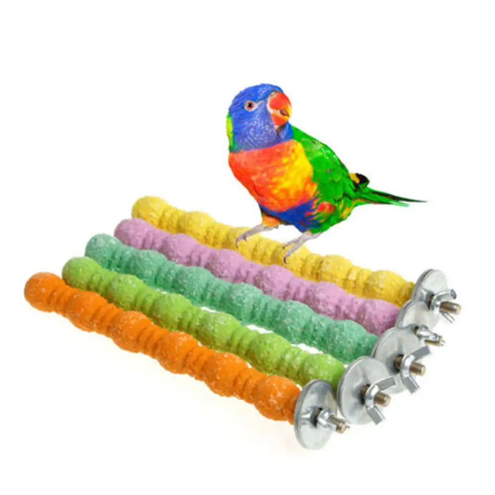 

Pet Bird Toys Chew Parrot Grinding Claw Stick Colored Emery Stand Grinding Rod Bird Station Rack for Lovebird Parrot Parakeets