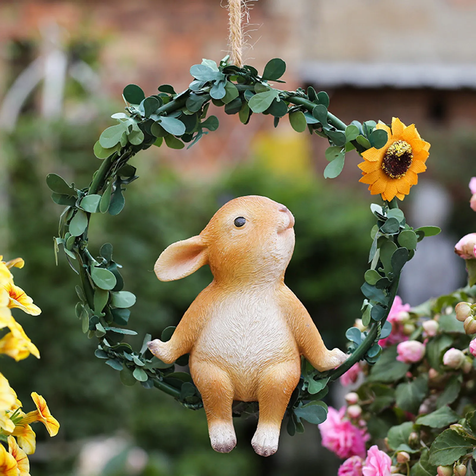 

Easter Wreath Gardening Tree Decoration Cartoon Animal Resin Bunny Ornaments Garland For Wedding Home Party Decoration D4