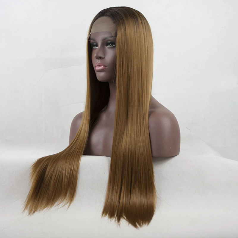 Кружевные передние волосы Омбре t4/27 предварительно выщипанные прямые 13*4