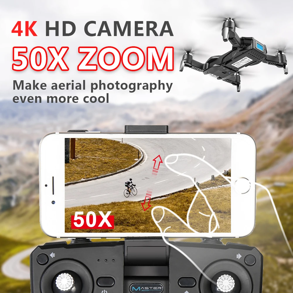 Радиоуправляемый квадрокоптер S17 Дрон 4K HD ESC 50X зум широкоугольный двойная камера