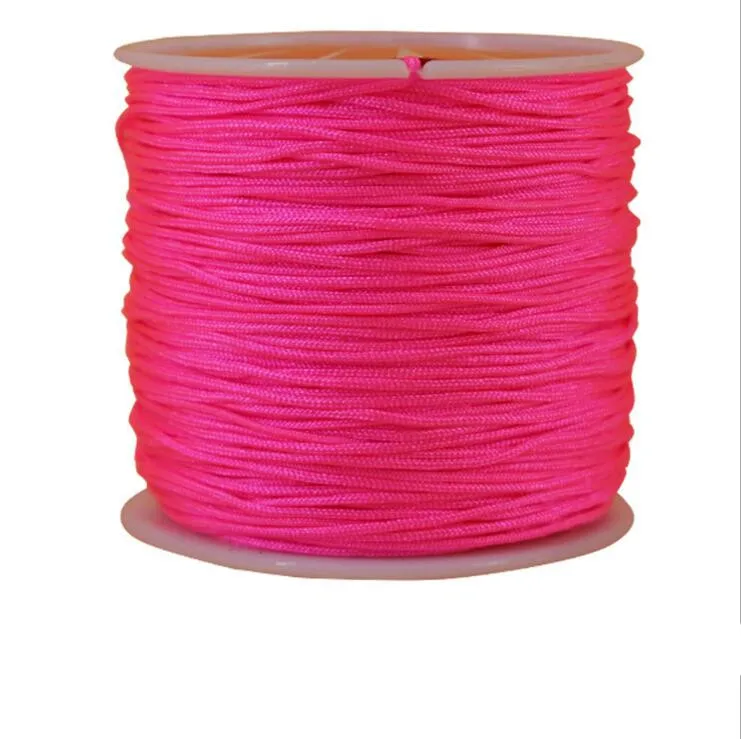hot pink 1 рулон 45 м х 0,8 мм нейлоновая китайская лента с узлом для ожерелье в стиле «макраме» браслет плетеный шнур с кисточками бисерная нить шелковая проволока - Цвет: hot pink