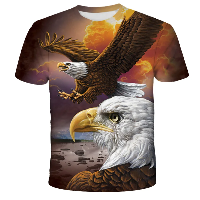 

Eagle and wolf New Summer Fashion New 3D Printing Pattern Boys Girls child Children's Short Sleeve Trendy Casual T-shirt4-14T