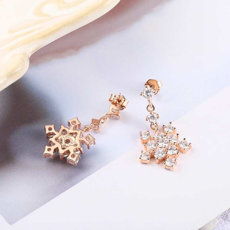 

Original light luxury S925 sterling silver Christmas snowflake sparkling zircon heart shaped earrings tassel female earrings3